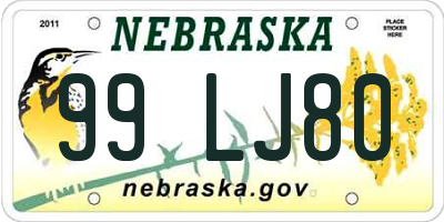 NE license plate 99LJ80