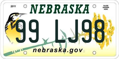 NE license plate 99LJ98