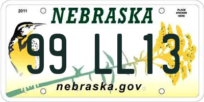 NE license plate 99LL13