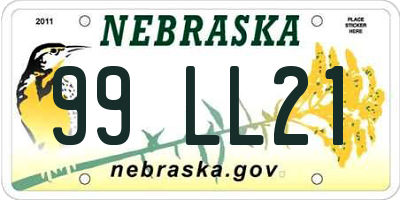 NE license plate 99LL21