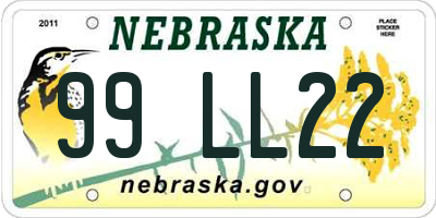 NE license plate 99LL22