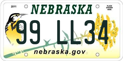 NE license plate 99LL34