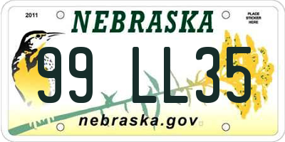 NE license plate 99LL35
