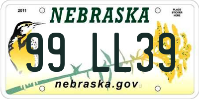 NE license plate 99LL39
