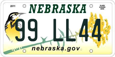 NE license plate 99LL44