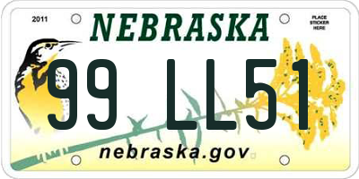 NE license plate 99LL51