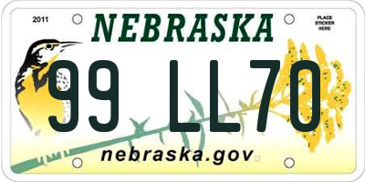 NE license plate 99LL70