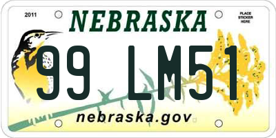 NE license plate 99LM51