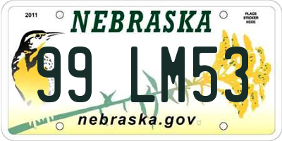 NE license plate 99LM53