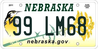 NE license plate 99LM68