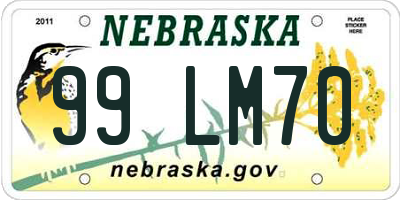 NE license plate 99LM70