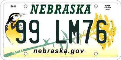 NE license plate 99LM76