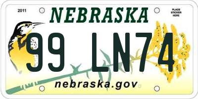 NE license plate 99LN74