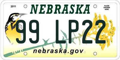 NE license plate 99LP22