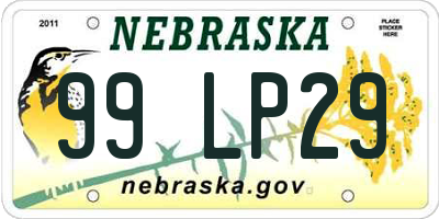 NE license plate 99LP29