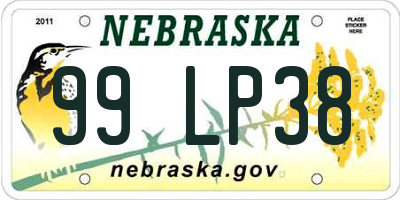 NE license plate 99LP38