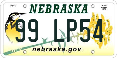 NE license plate 99LP54