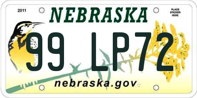 NE license plate 99LP72