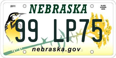 NE license plate 99LP75
