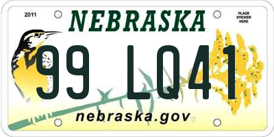 NE license plate 99LQ41