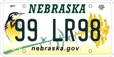 NE license plate 99LR98