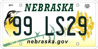 NE license plate 99LS29