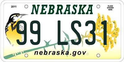 NE license plate 99LS31