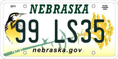 NE license plate 99LS35