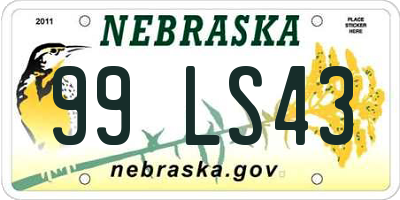 NE license plate 99LS43