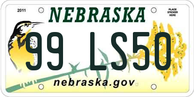 NE license plate 99LS50