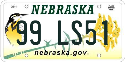 NE license plate 99LS51