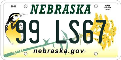 NE license plate 99LS67