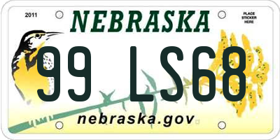 NE license plate 99LS68