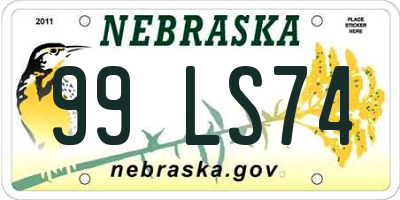 NE license plate 99LS74