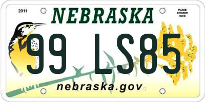 NE license plate 99LS85