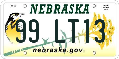 NE license plate 99LT13