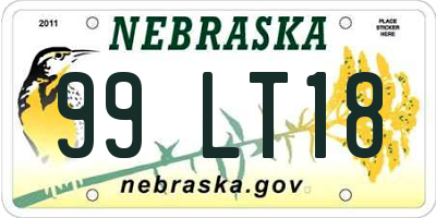 NE license plate 99LT18