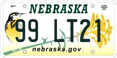 NE license plate 99LT21