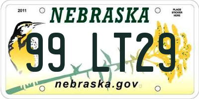 NE license plate 99LT29