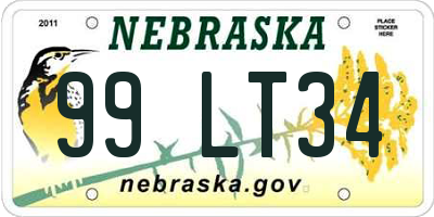 NE license plate 99LT34
