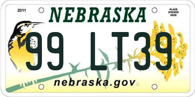 NE license plate 99LT39