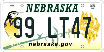 NE license plate 99LT47