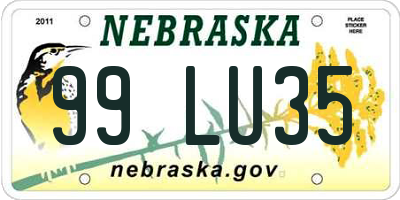 NE license plate 99LU35