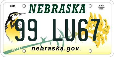 NE license plate 99LU67