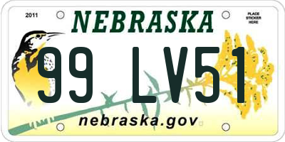 NE license plate 99LV51