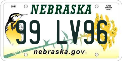 NE license plate 99LV96