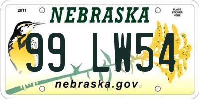 NE license plate 99LW54