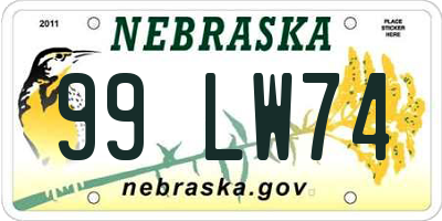 NE license plate 99LW74