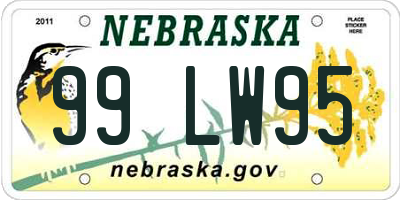 NE license plate 99LW95