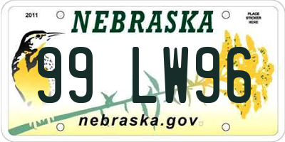 NE license plate 99LW96